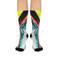 Slip And Slide - Abstract Neon Swirl Crew Socks — Cushioned Colorful Art Socks