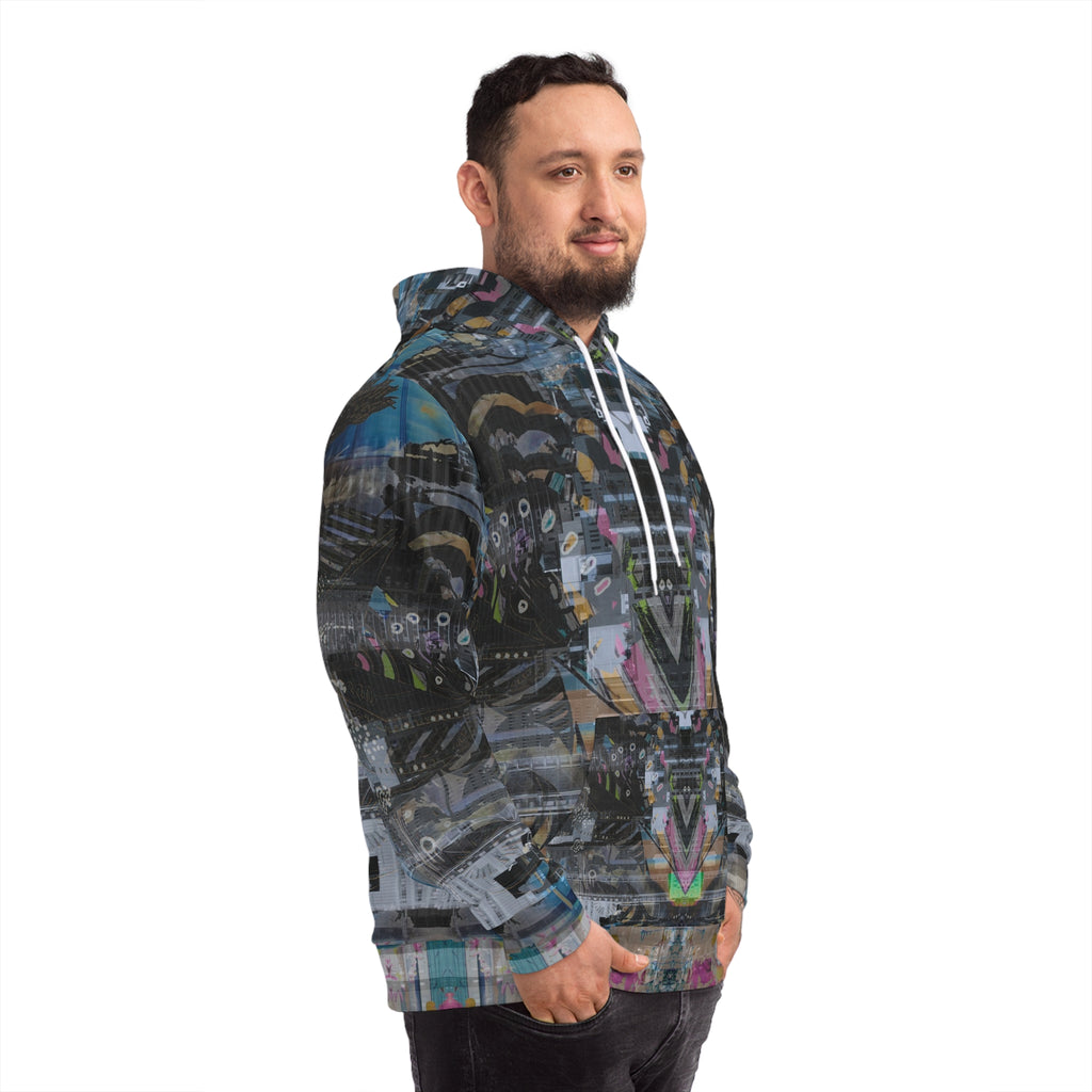 Novelty 131 - Abstract Urban Collage Hoodie — Symmetrical Graffiti AOP Pullover