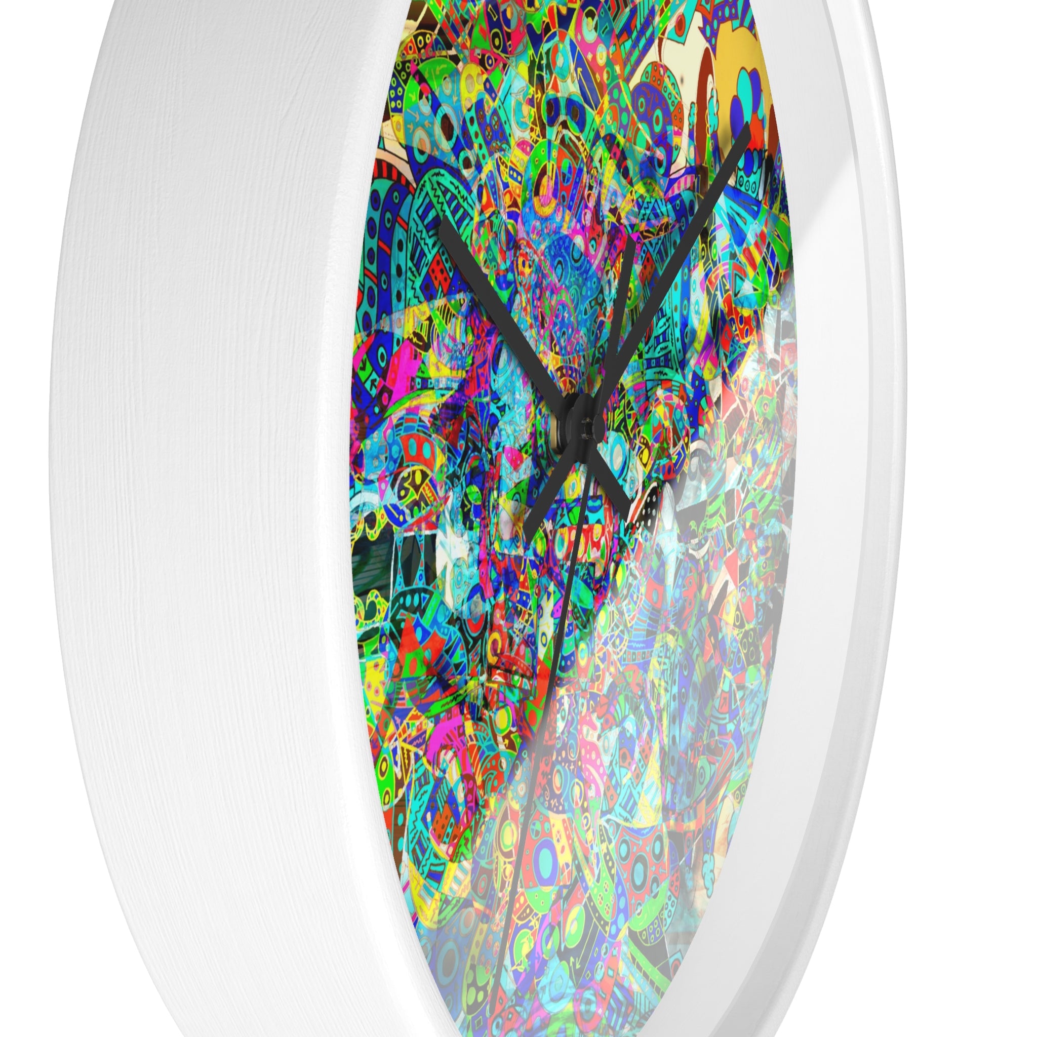 HYPERDIMENSIONAL SURFER - Psychedelic Abstract Wall Clock — Vibrant Colorful Mandala Design