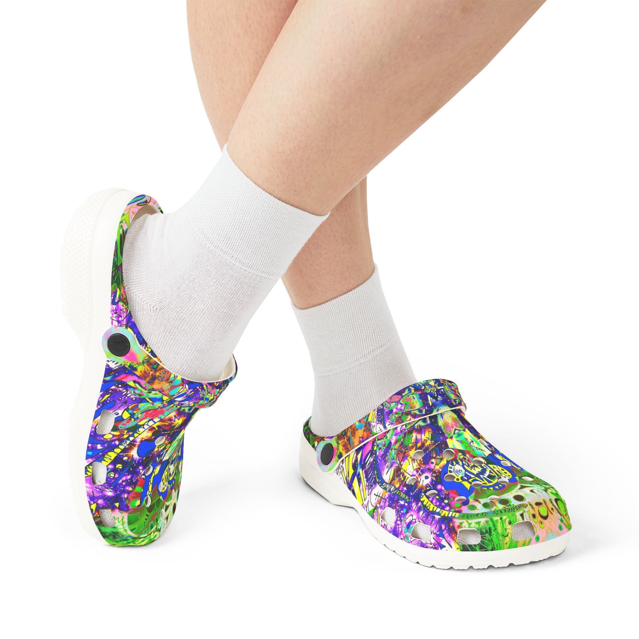 Alien Darkness 9 - Colorful Abstract EVA Foam Clogs — Vibrant Slip-On Shoes