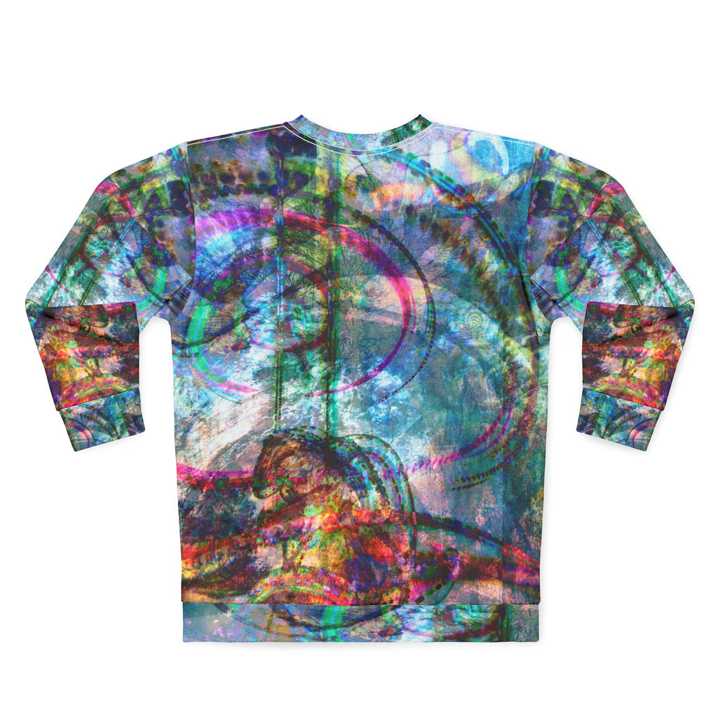 Mega Millions Abstract Colorwave Sweatshirt — All-Over Print Artistic Crewneck