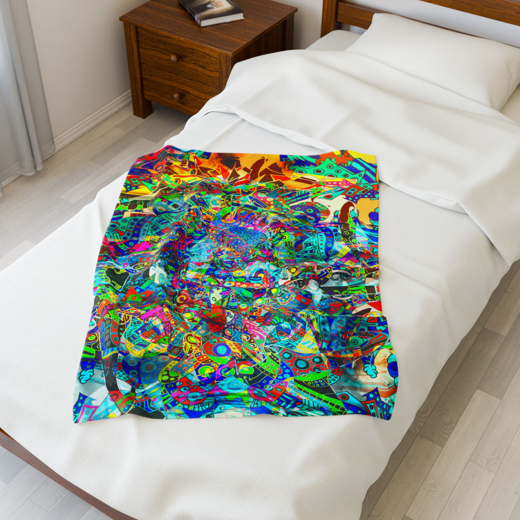 HYPERDIMENSIONAL SURFER Plush Blanket — Psychedelic Abstract Throw