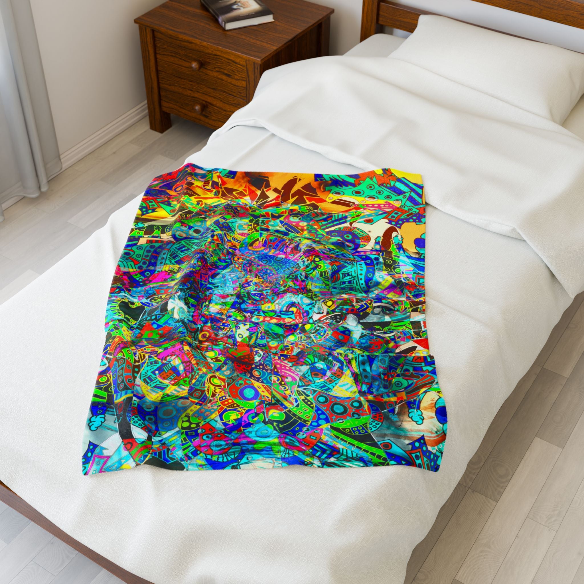 HYPERDIMENSIONAL SURFER Plush Blanket — Psychedelic Abstract Throw