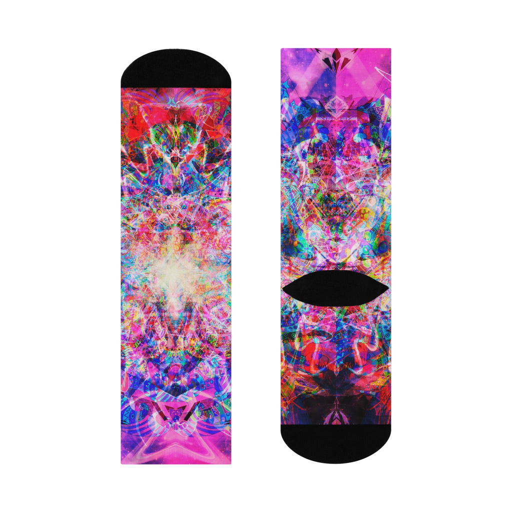 Arashaya Cushioned Crew Socks — Colorful Abstract Visionary Sock Art