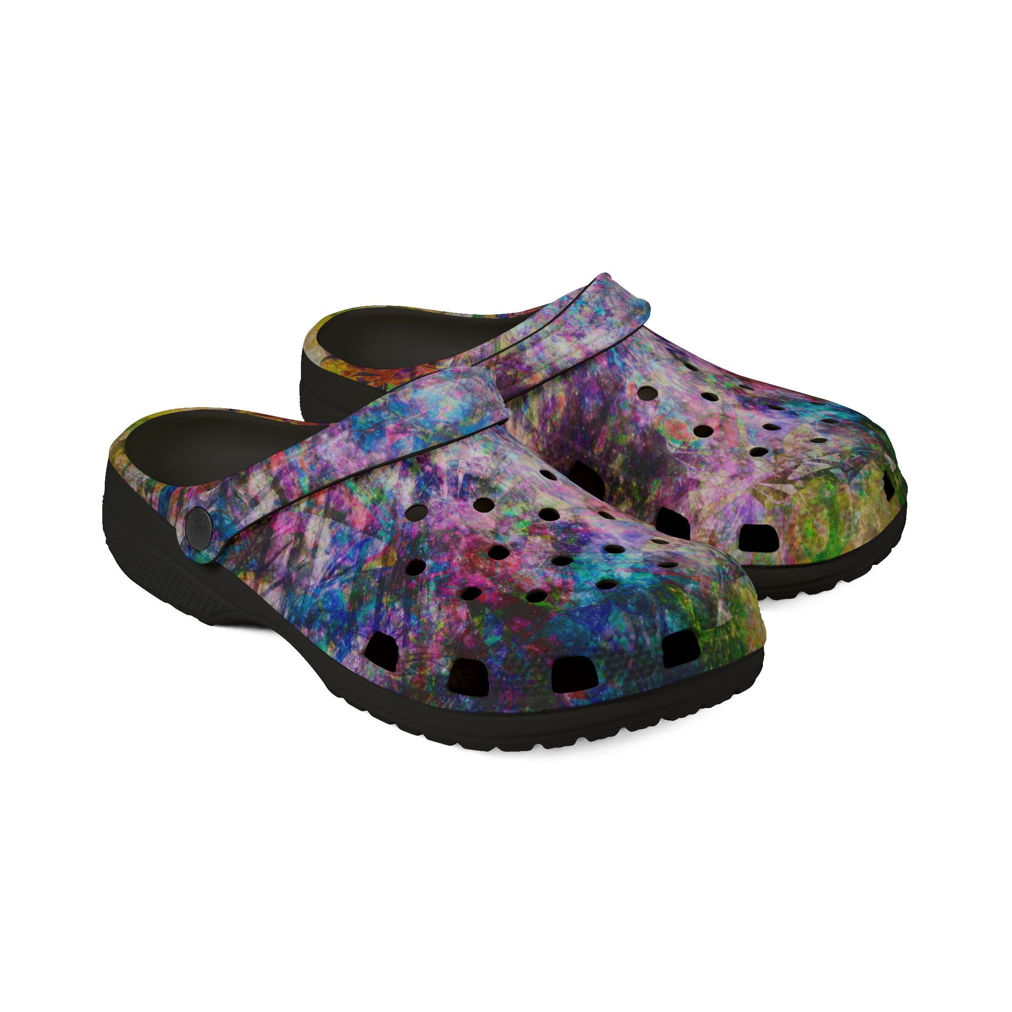 Space Shower 2 - Galaxy Confetti EVA Clogs — Colorful Slip-On Garden Shoes