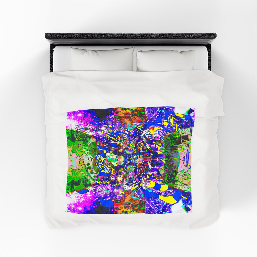 Alien Darkness 9 Plush Blanket — Vibrant Neon Art Throw