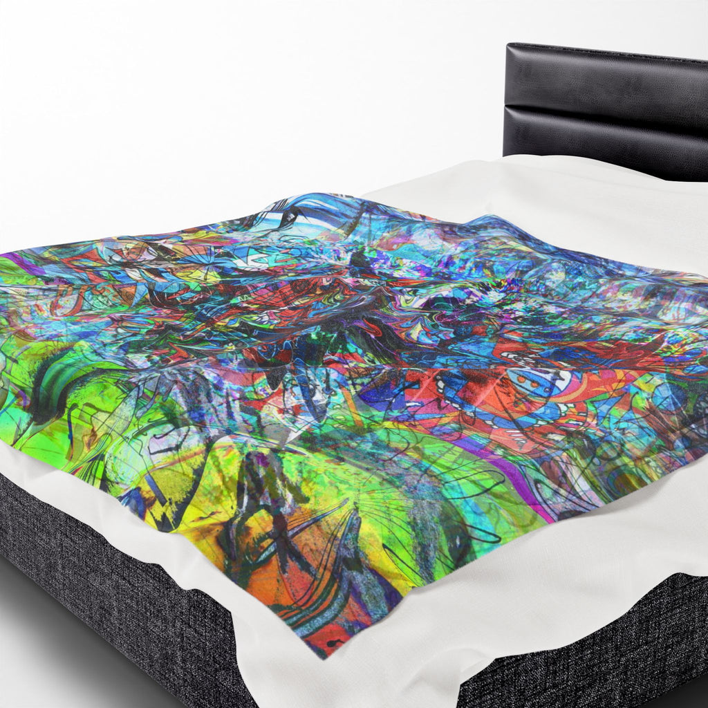 Now You're Stuck 44 Plush Blanket – Vibrant Psychedelic Throw for Home, Dorm & Gifts