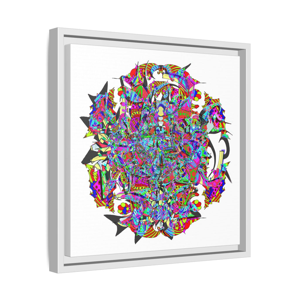 Neon Waffle Monster 12 Framed Canvas Art — Psychedelic Geometric Wall Print