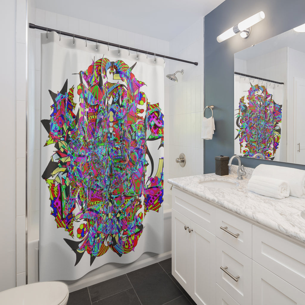 Neon Waffle Monster 12 Shower Curtain