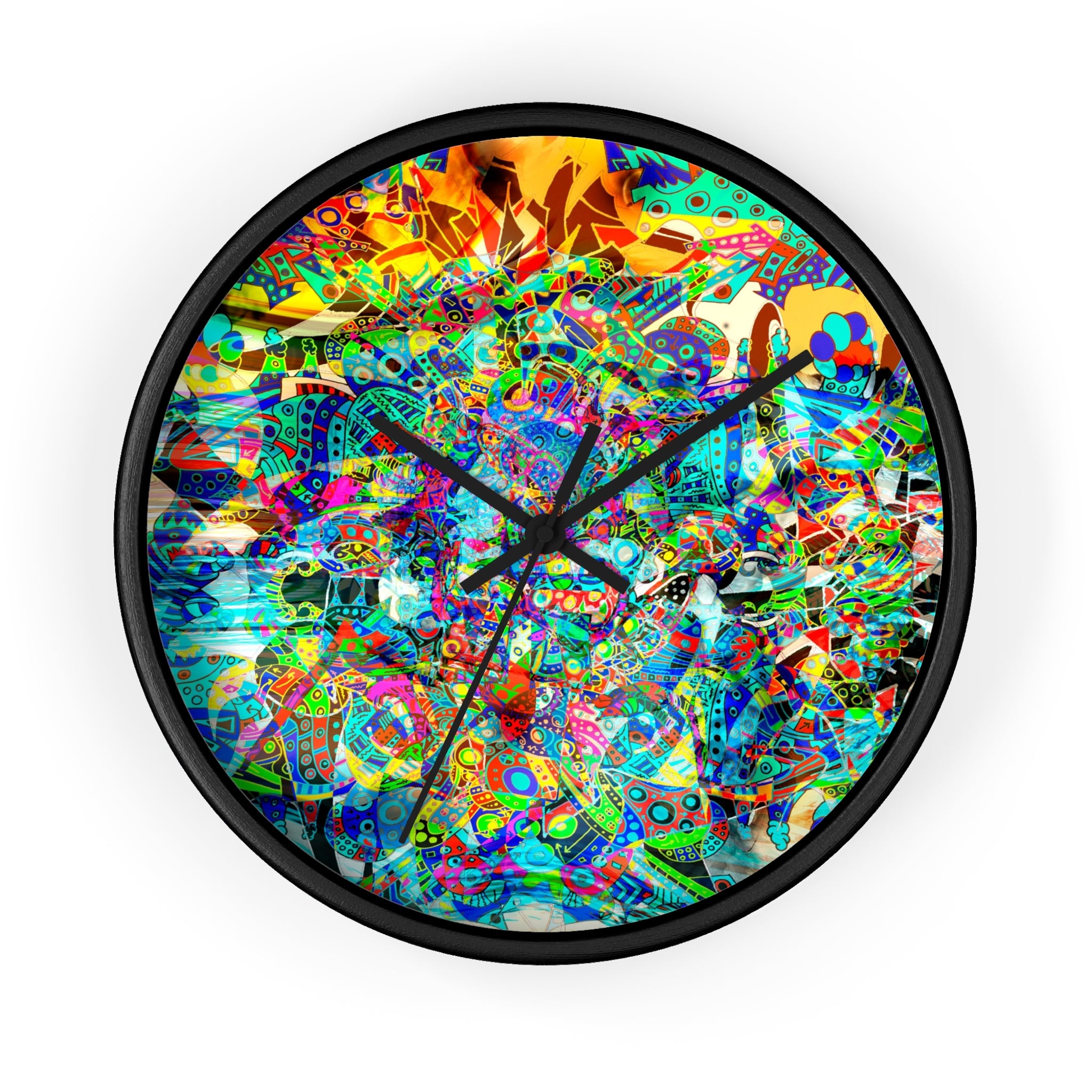 HYPERDIMENSIONAL SURFER - Psychedelic Abstract Wall Clock — Vibrant Colorful Mandala Design