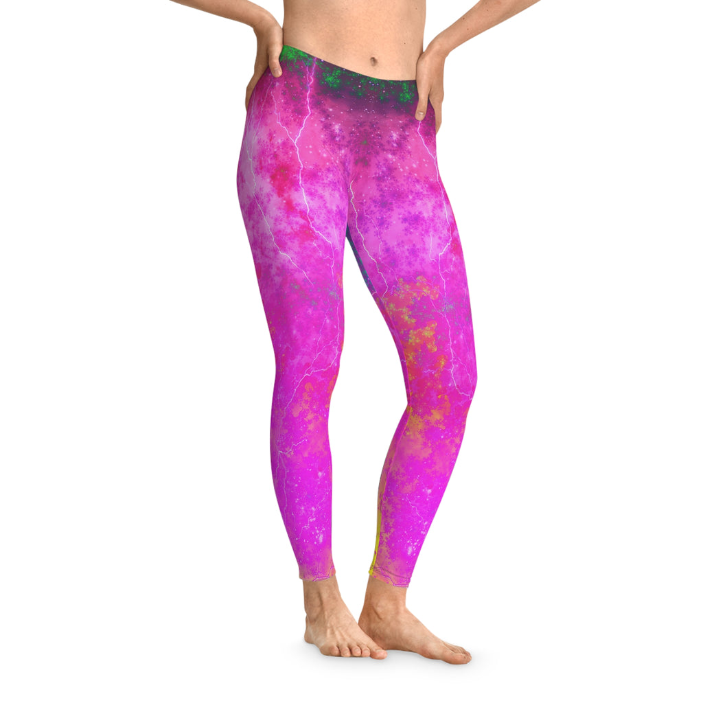 Pink Galaxy Tie-Dye Leggings — Vibrant Cosmic All-Over Print