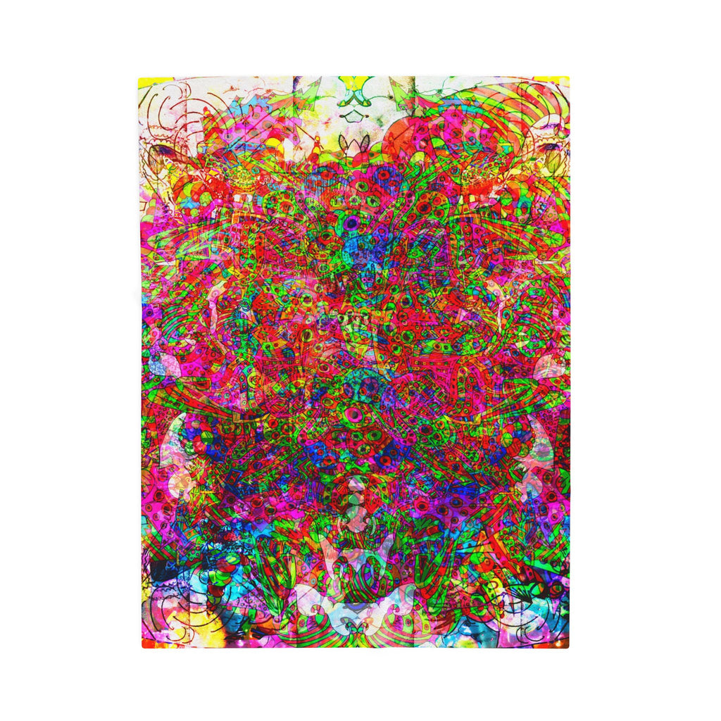 Neon Swirl Party Extravaganza Plush Blanket — Bright Abstract Boho Throw