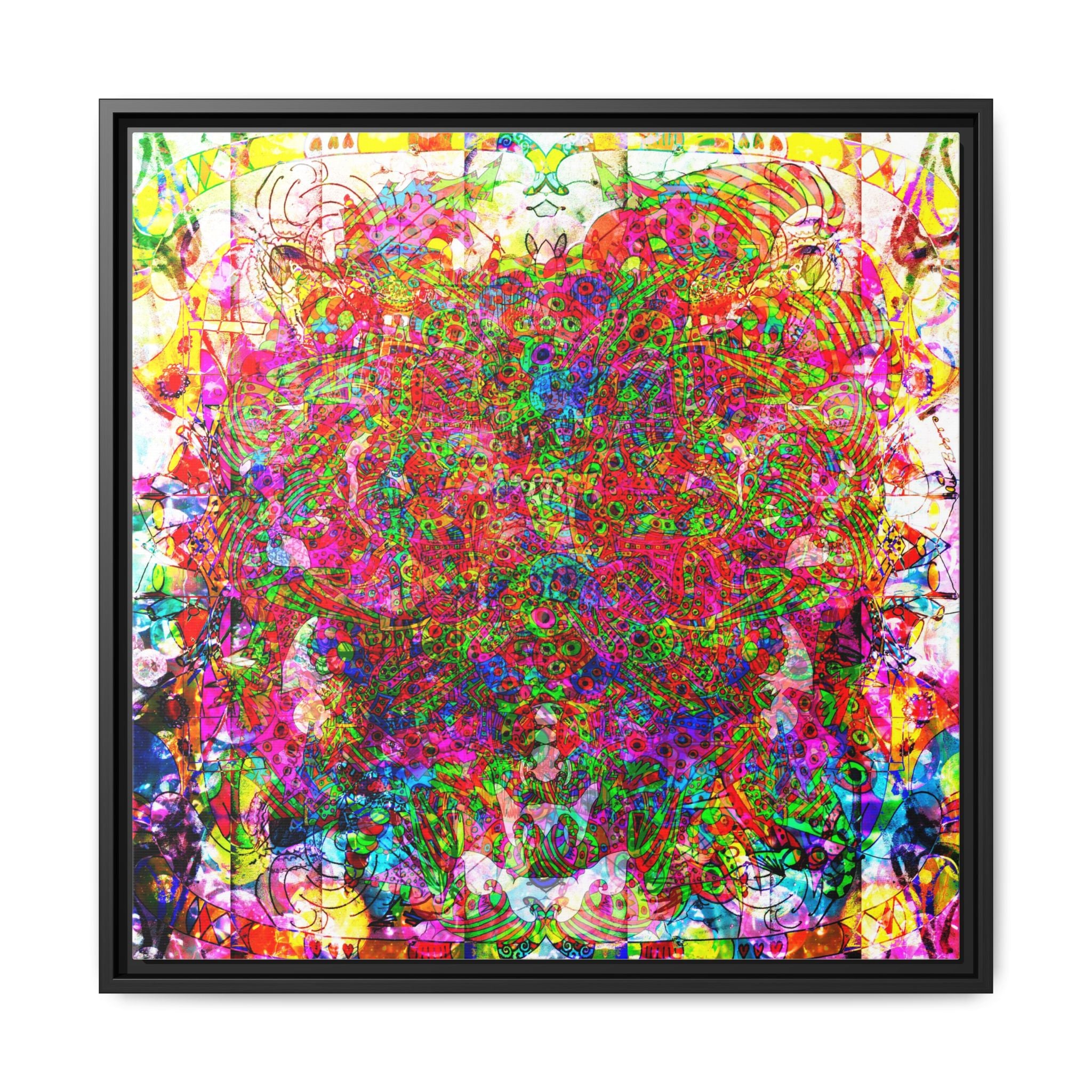 Neon Swirl Party Extravaganza Canvas Art — Vibrant Kaleidoscope Wall Print