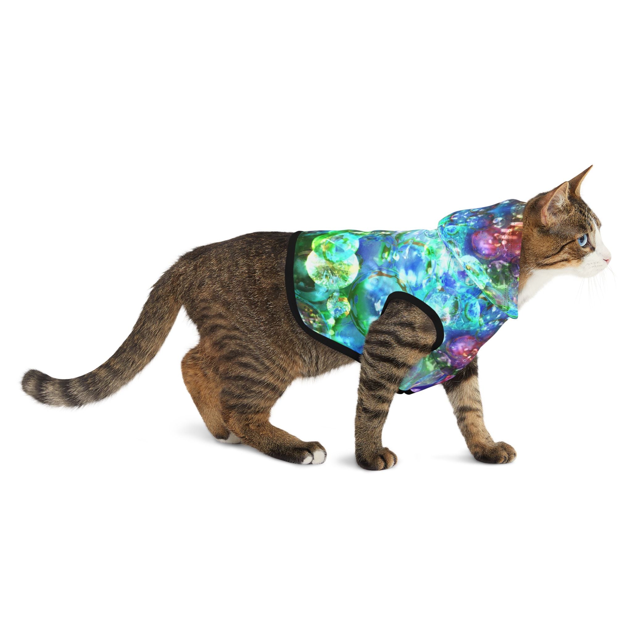 Bubbles Galore 7 Pet Hoodie — Aqua Blue Bubble Print Dog & Cat Hoodie