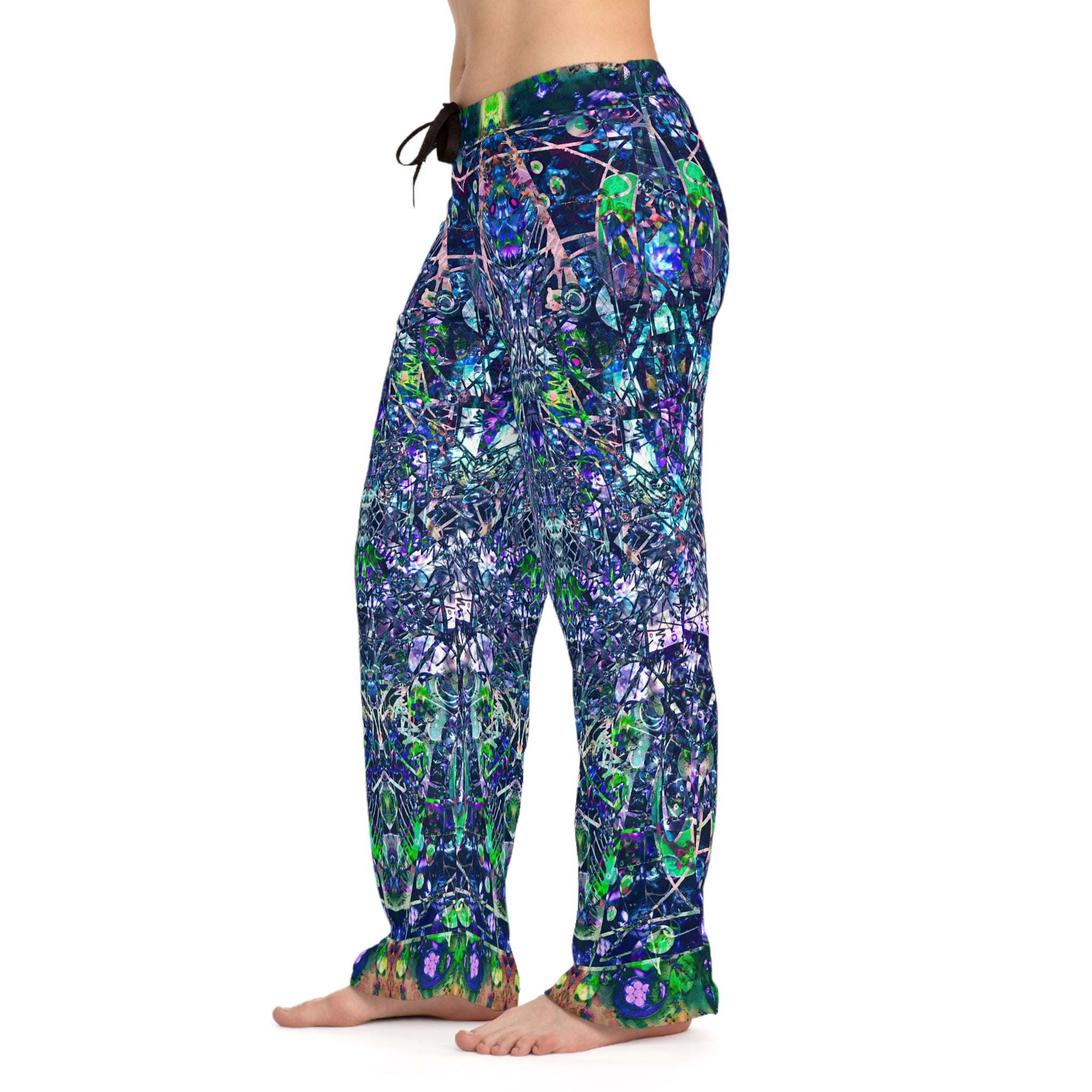KAWABONGA Women's Pajama Pants — Vibrant Blue Green All-Over Print Loungewear