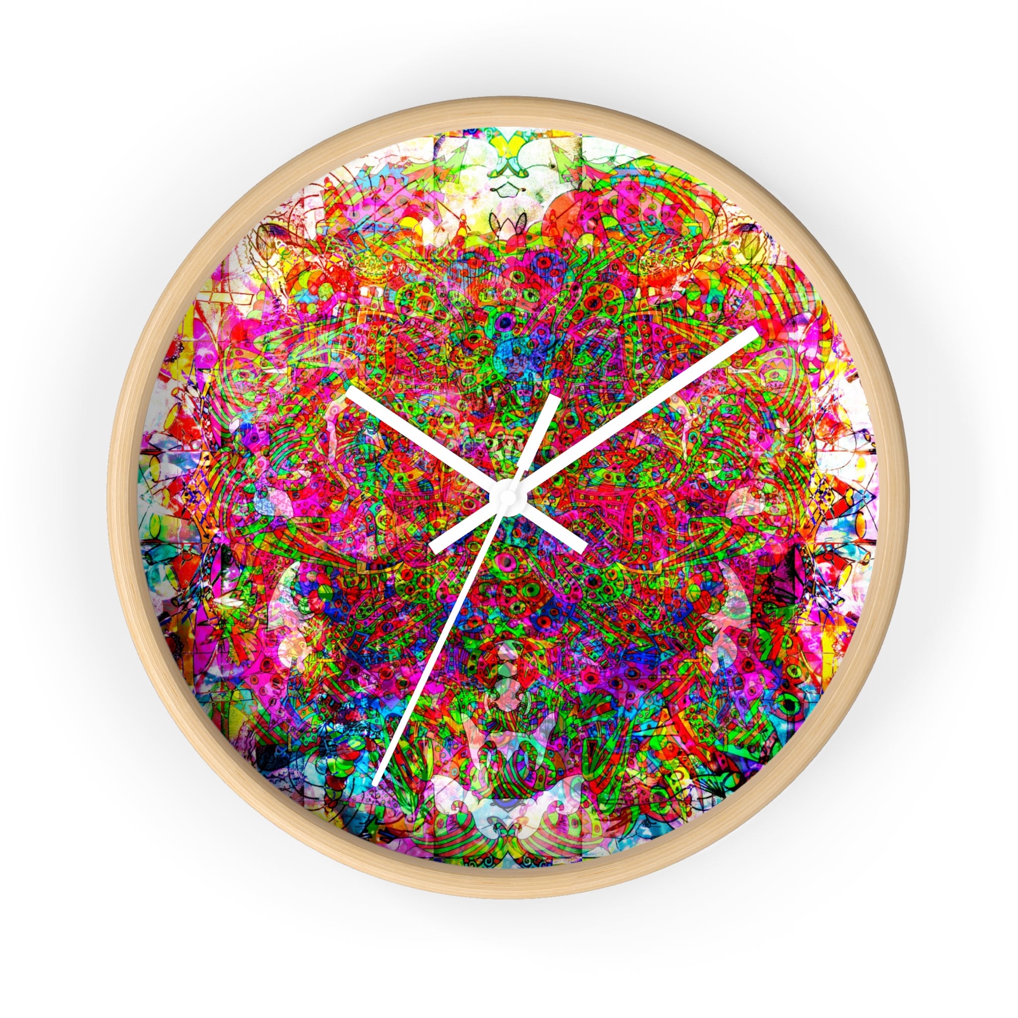 Neon Swirl Party Extravaganza Wall Clock — Colorful Psychedelic Art Timepiece
