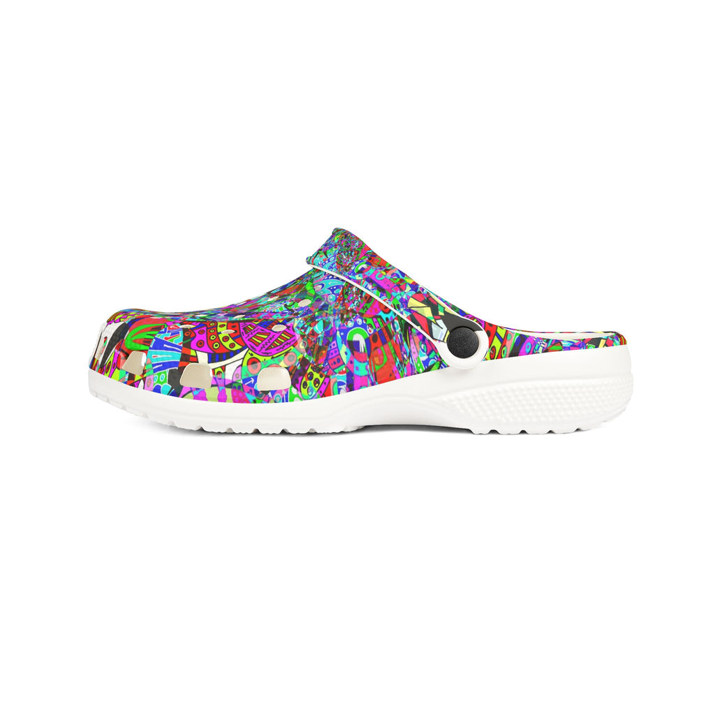 Neon Waffle Monster 12 Colorful Abstract Garden Clogs — EVA Foam Slip-On Shoes