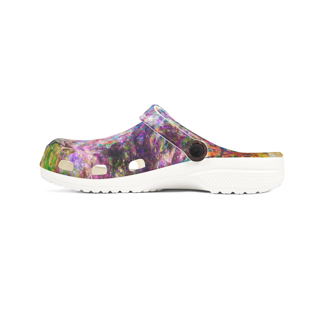 Space Shower 2 - Galaxy Confetti EVA Clogs — Colorful Slip-On Garden Shoes