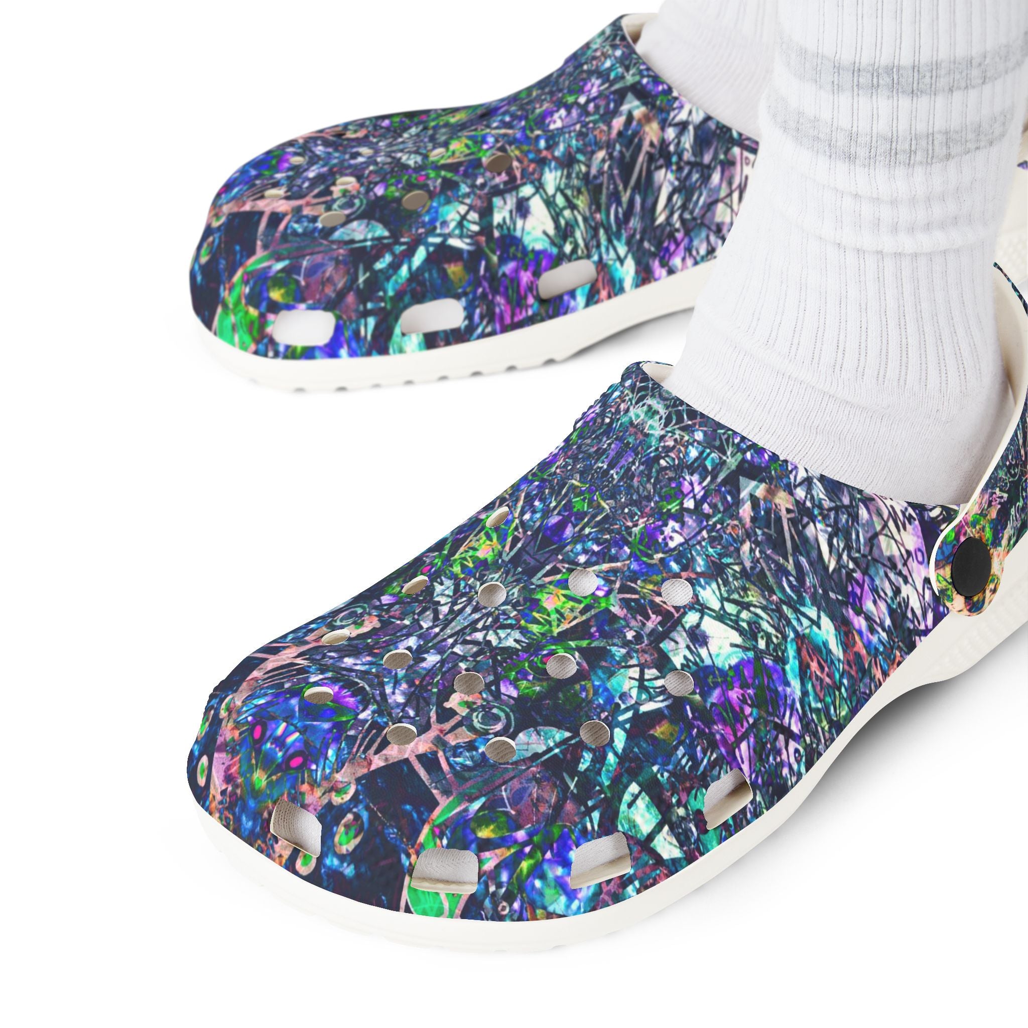 KAWABONGA - Galaxy Mosaic EVA Clogs — Printed Foam Slip-On Shoes