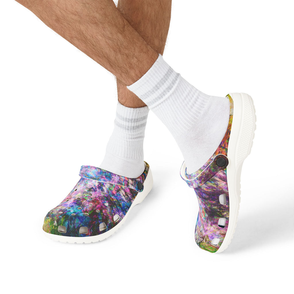 Space Shower 2 - Galaxy Confetti EVA Clogs — Colorful Slip-On Garden Shoes