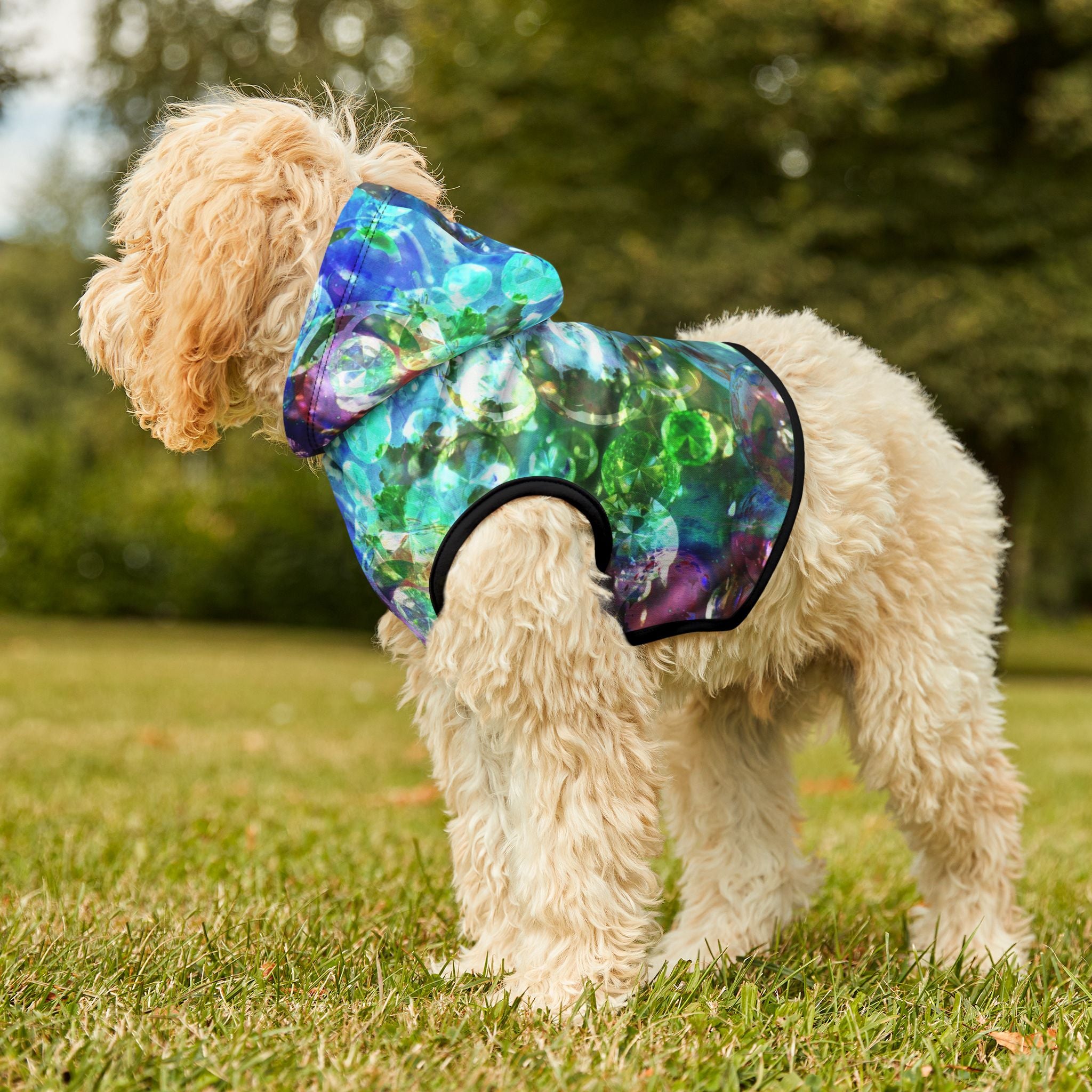 Bubbles Galore 7 Pet Hoodie — Aqua Blue Bubble Print Dog & Cat Hoodie