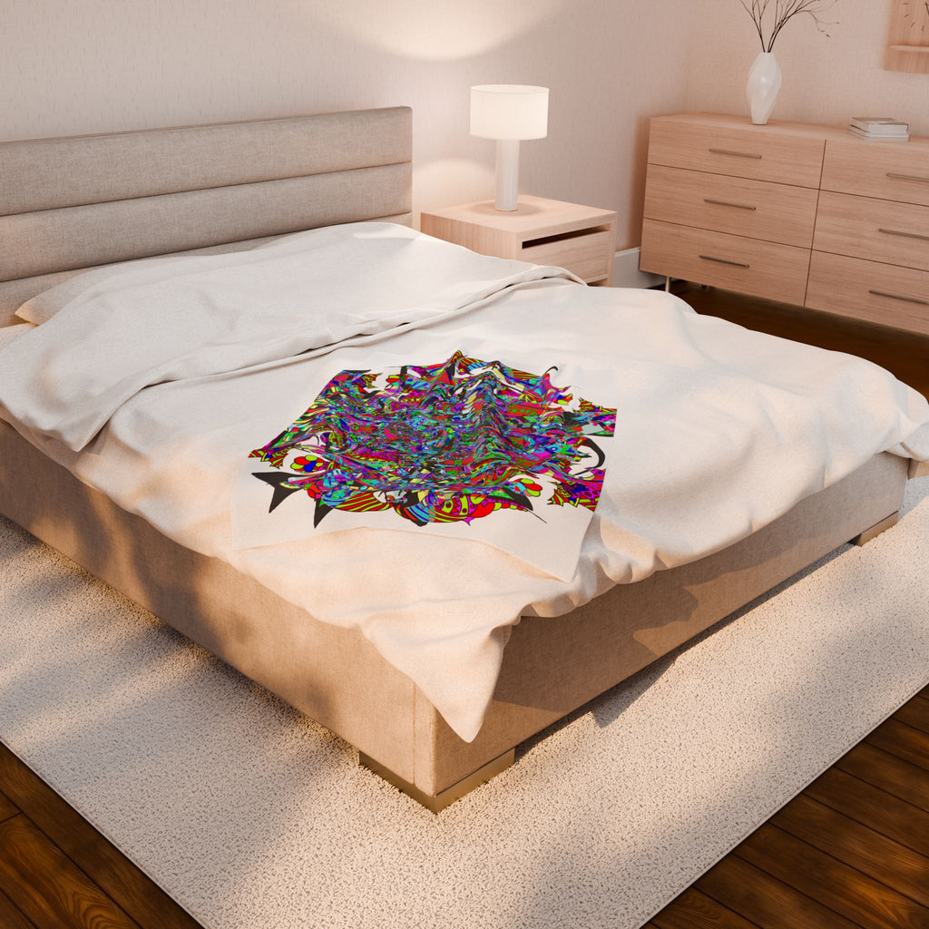 Neon Waffle Monster 12 Plush Blanket — Psychedelic Mandala Throw for Cozy Boho Décor