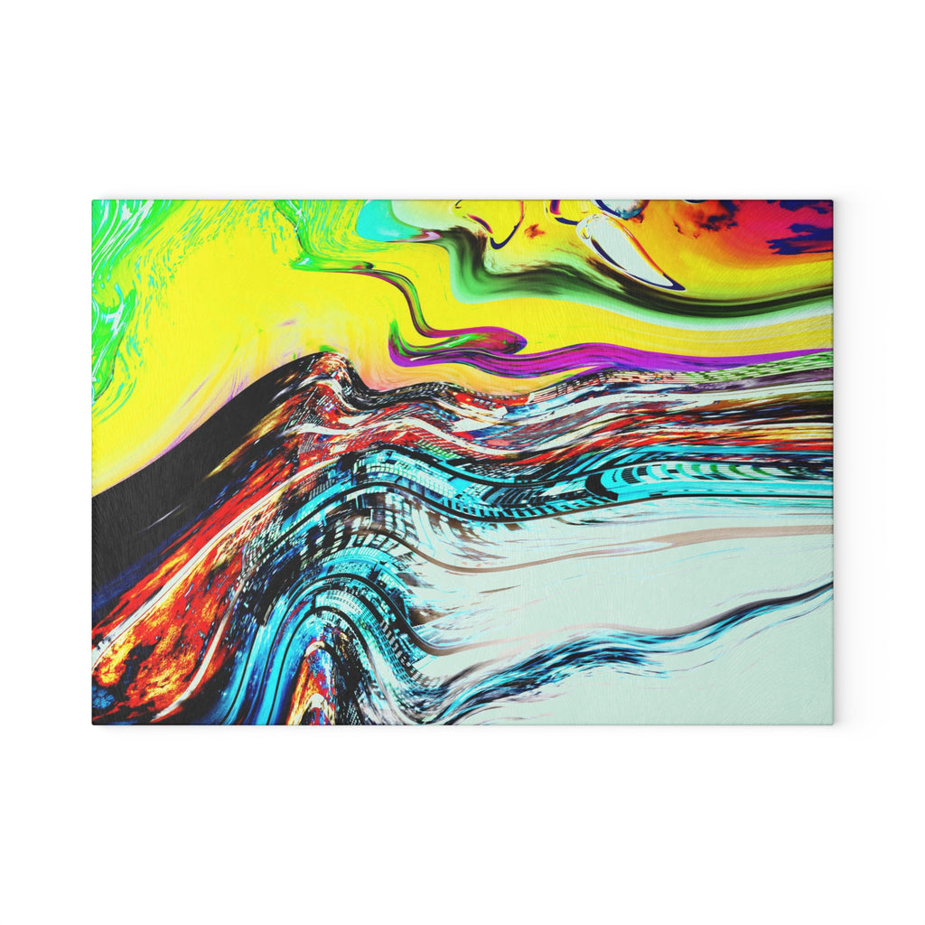 Slip And Slide Glass Cutting Board — Vibrant Marbleized Kitchen Prep Surface