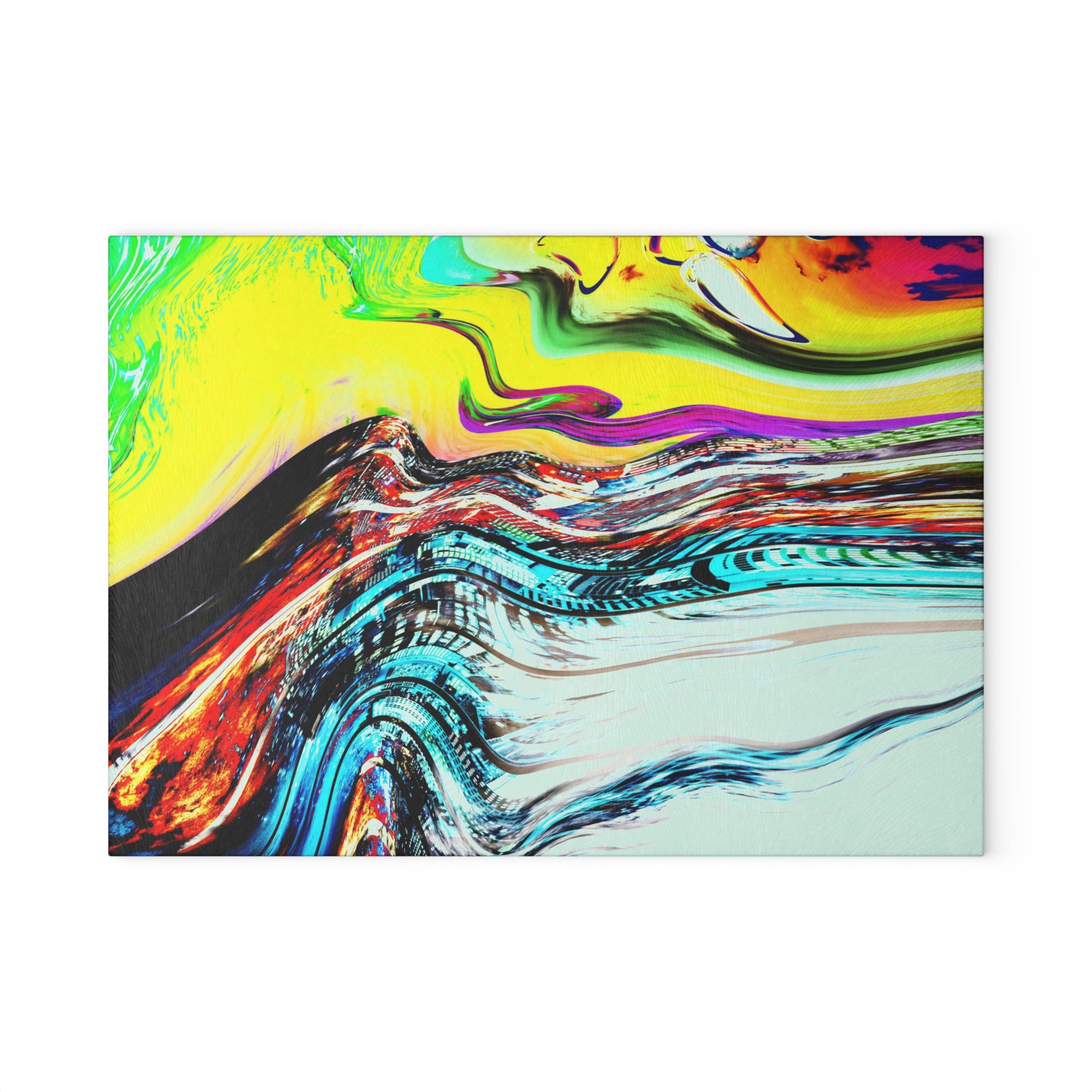 Slip And Slide Glass Cutting Board — Vibrant Marbleized Kitchen Prep Surface