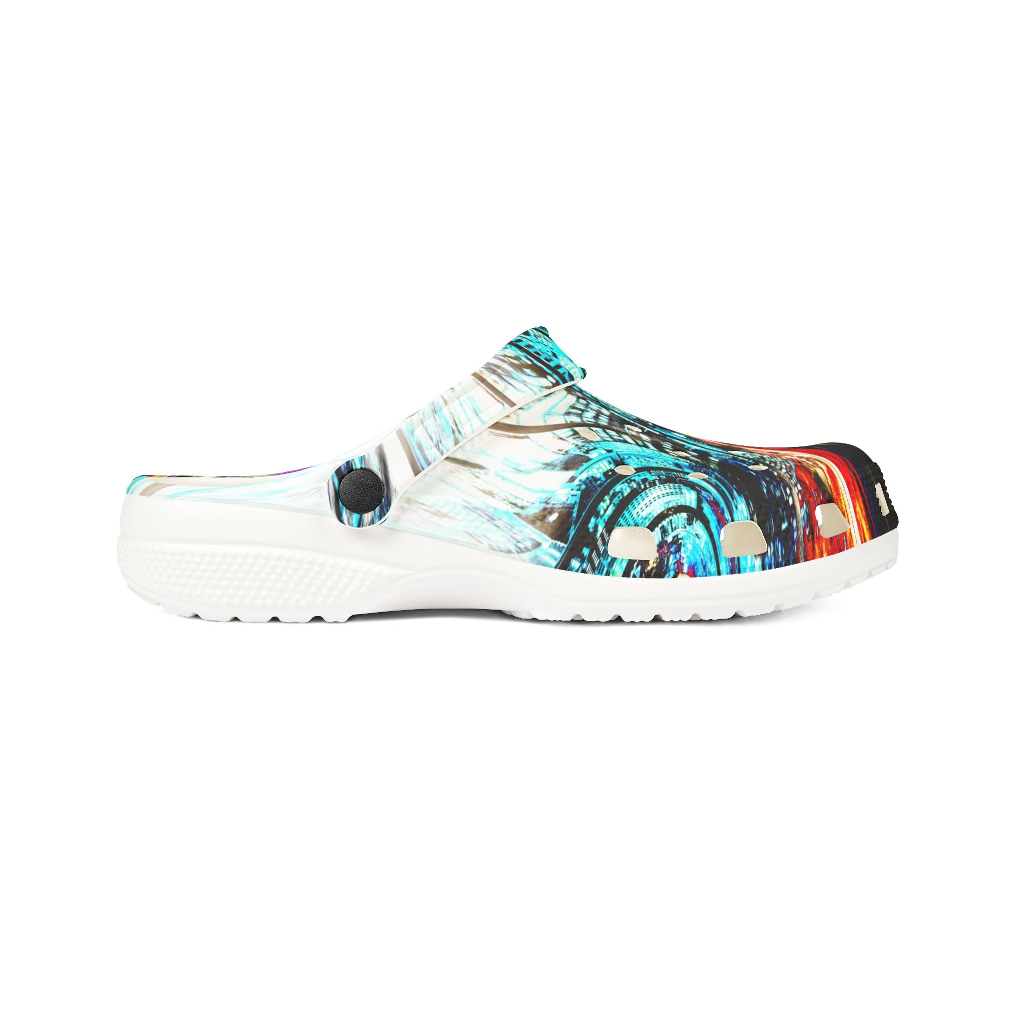 Slip And Slide - Abstract Neon Swirl EVA Foam Clogs — Colorful Slip-On Garden Shoes