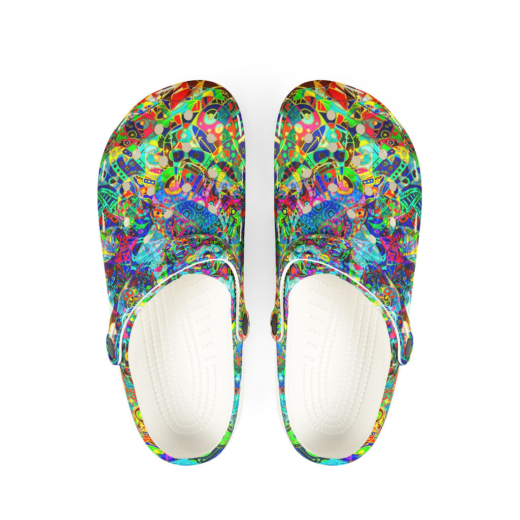 HYPERDIMENSIONAL SURFER - Colorful Abstract EVA Foam Clogs - Lightweight Garden & Beach Shoes