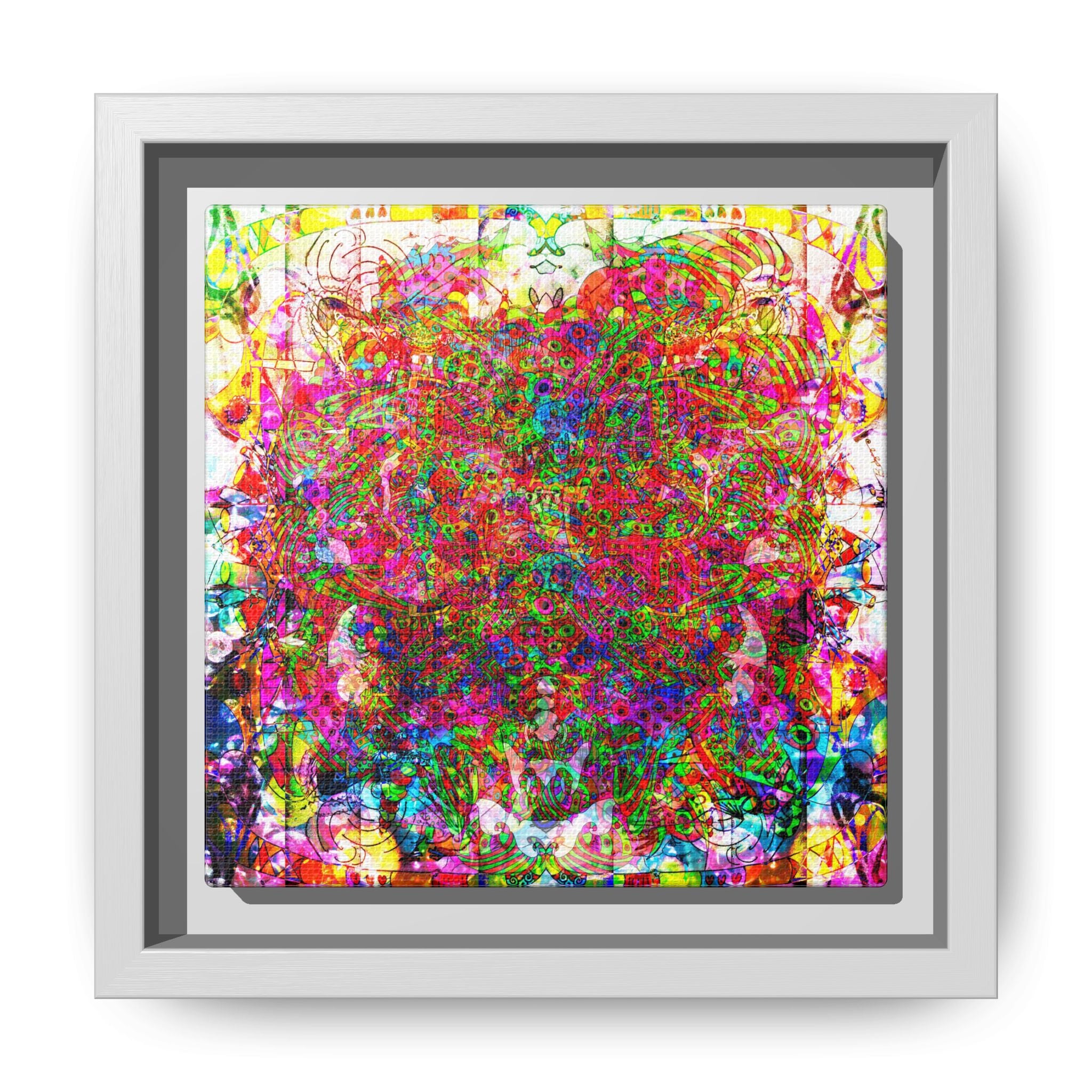 Neon Swirl Party Extravaganza Canvas Art — Vibrant Kaleidoscope Wall Print