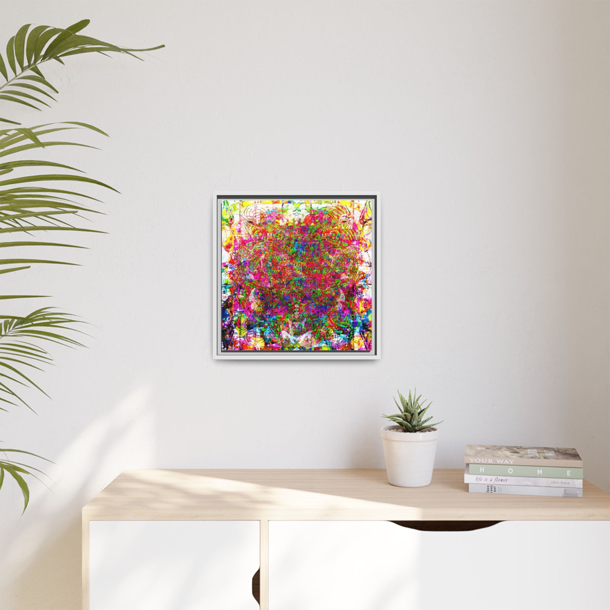 Neon Swirl Party Extravaganza Canvas Art — Vibrant Kaleidoscope Wall Print