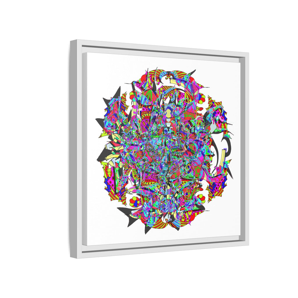 Neon Waffle Monster 12 Framed Canvas Art — Psychedelic Geometric Wall Print
