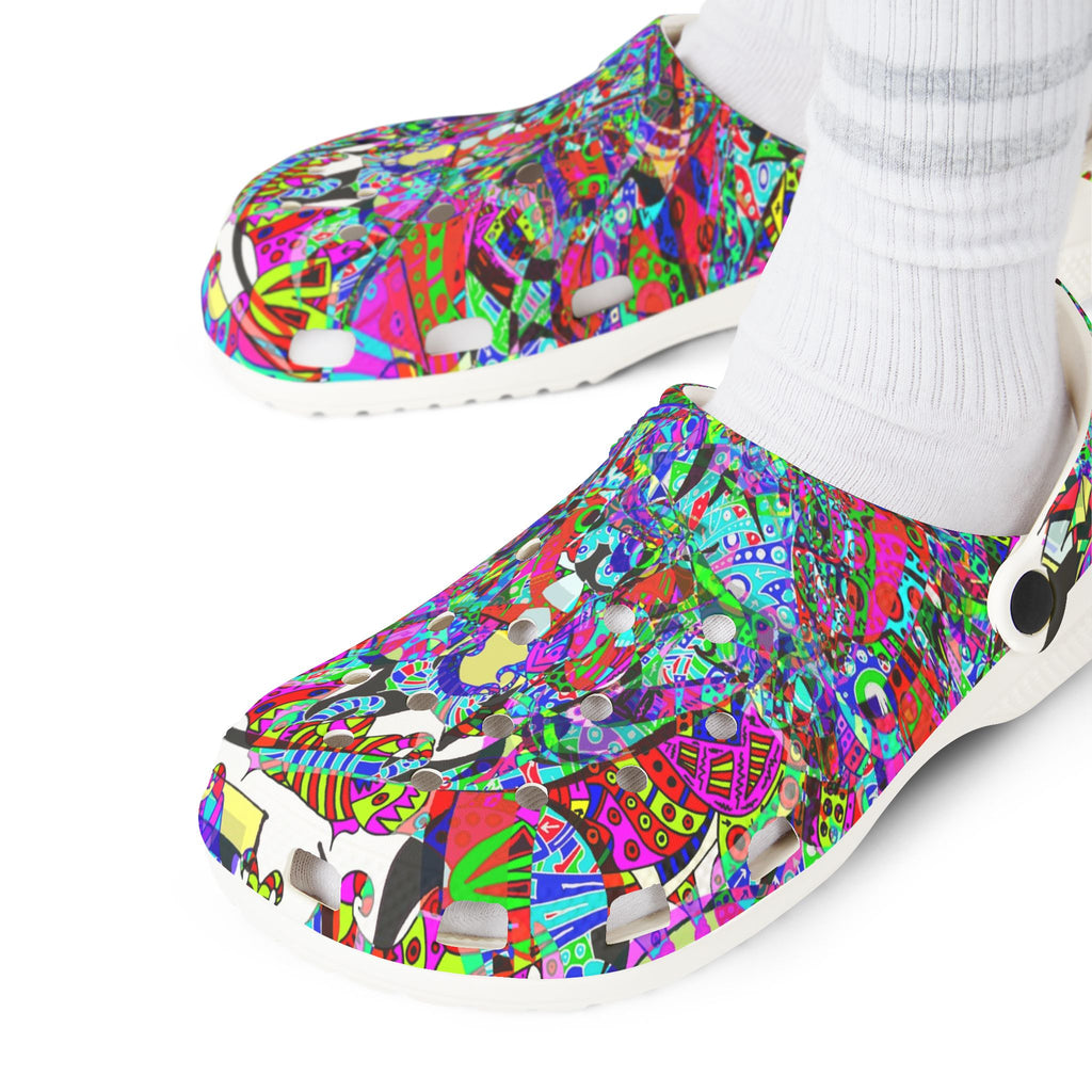 Neon Waffle Monster 12 Colorful Abstract Garden Clogs — EVA Foam Slip-On Shoes