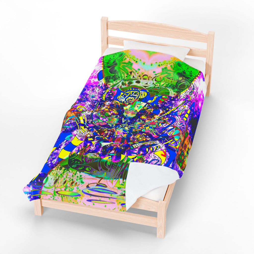 Alien Darkness 9 Plush Blanket — Vibrant Neon Art Throw