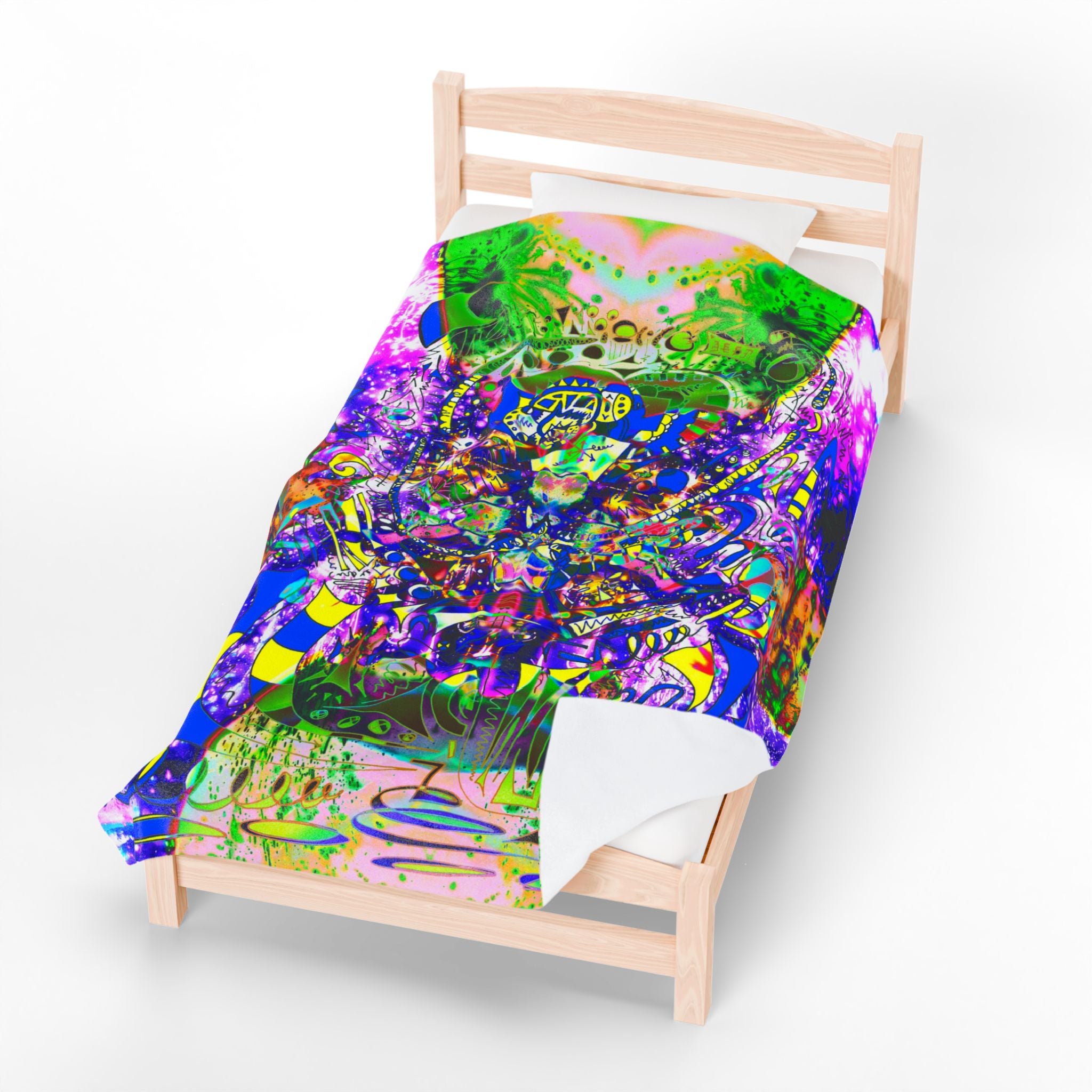 Alien Darkness 9 Plush Blanket — Vibrant Neon Art Throw