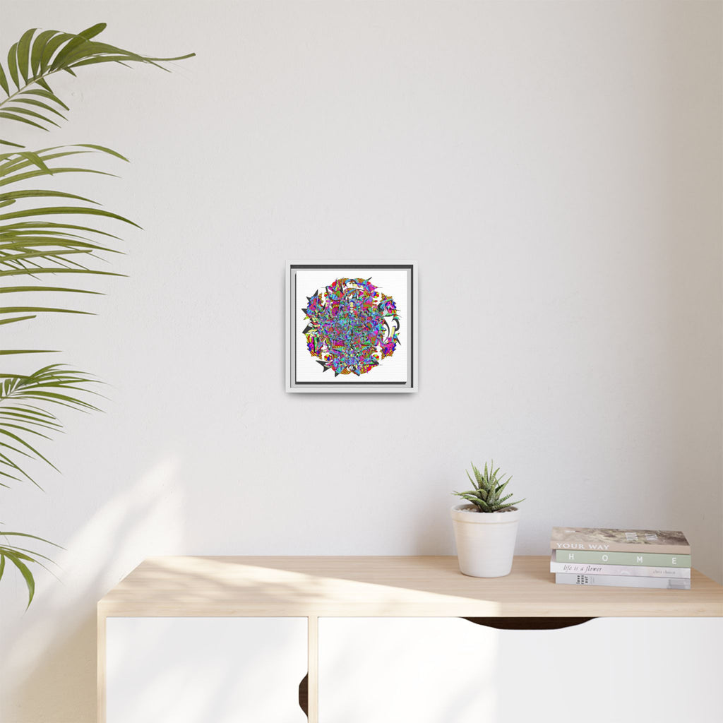 Neon Waffle Monster 12 Framed Canvas Art — Psychedelic Geometric Wall Print