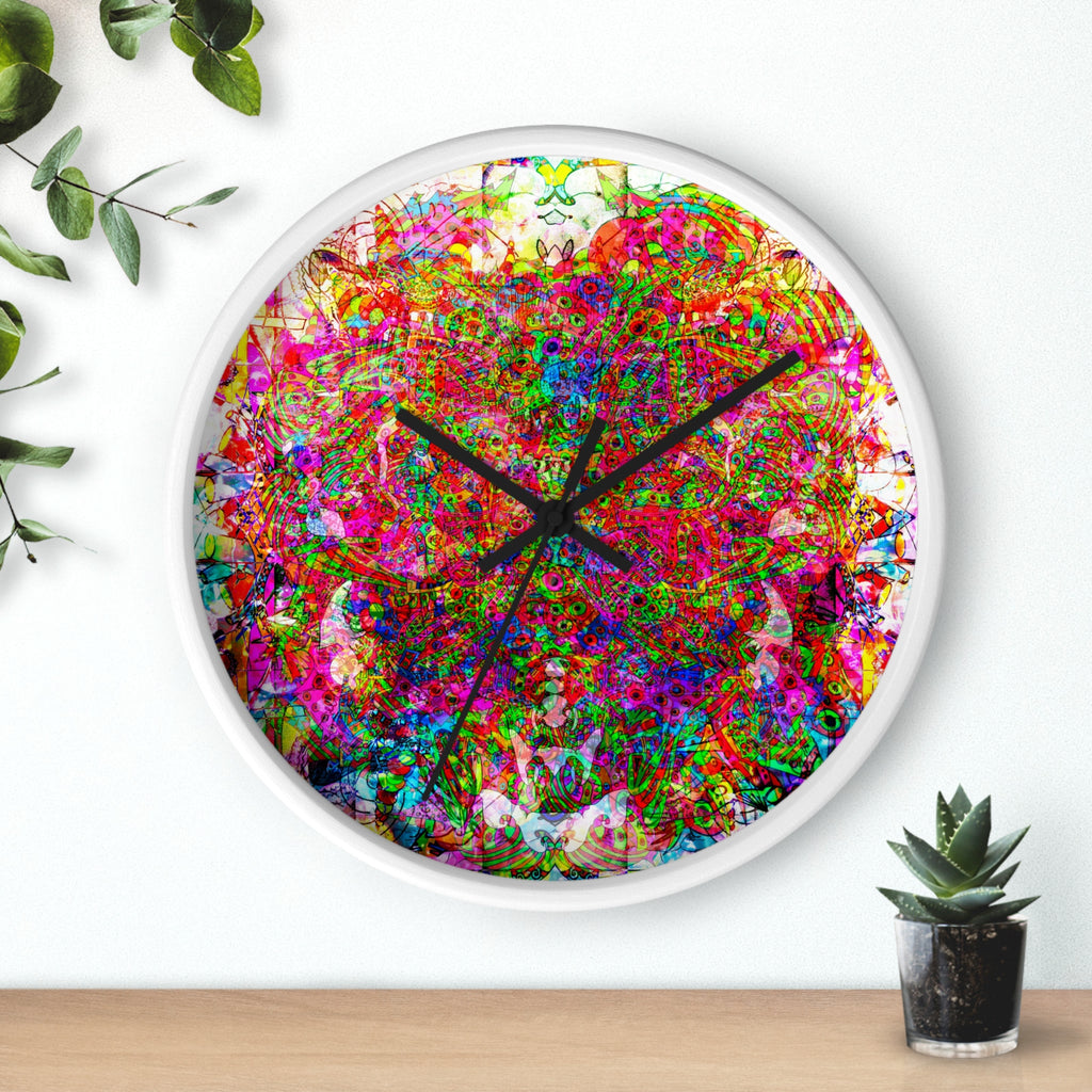 Neon Swirl Party Extravaganza Wall Clock — Colorful Psychedelic Art Timepiece