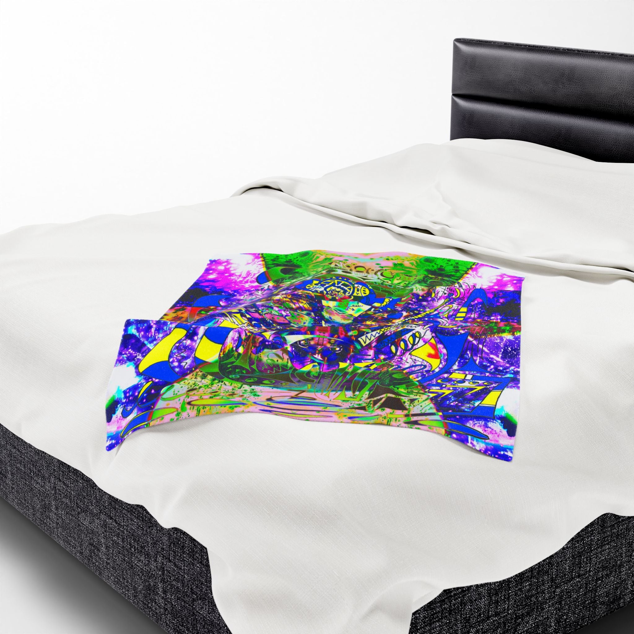 Alien Darkness 9 Plush Blanket — Vibrant Neon Art Throw