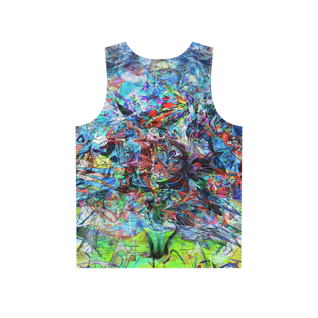 Now You're Stuck 44 - Psychedelic Abstract All-Over Print Tank Top — Vibrant Color Splash Menswear