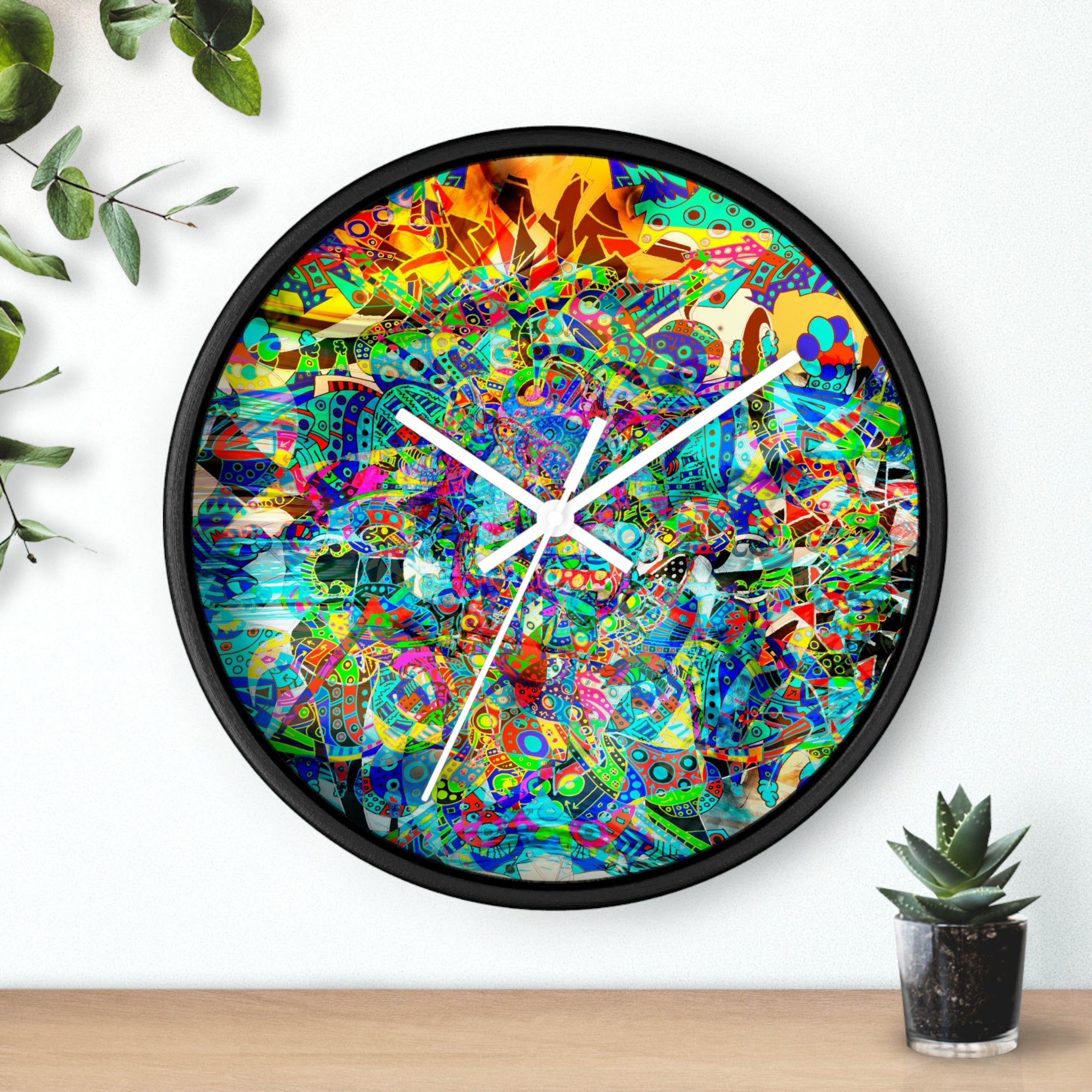 HYPERDIMENSIONAL SURFER - Psychedelic Abstract Wall Clock — Vibrant Colorful Mandala Design