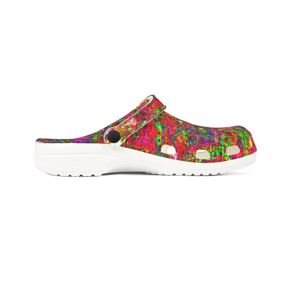 Neon Swirl Party Extravaganza - Colorful EVA Foam Clogs — Lightweight Rubber Slip-On Shoes