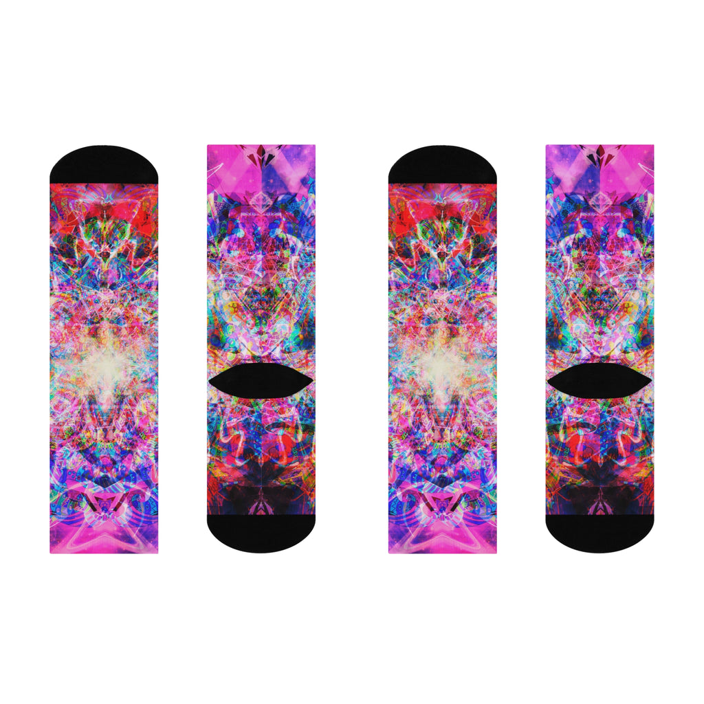 Arashaya Cushioned Crew Socks — Colorful Abstract Visionary Sock Art