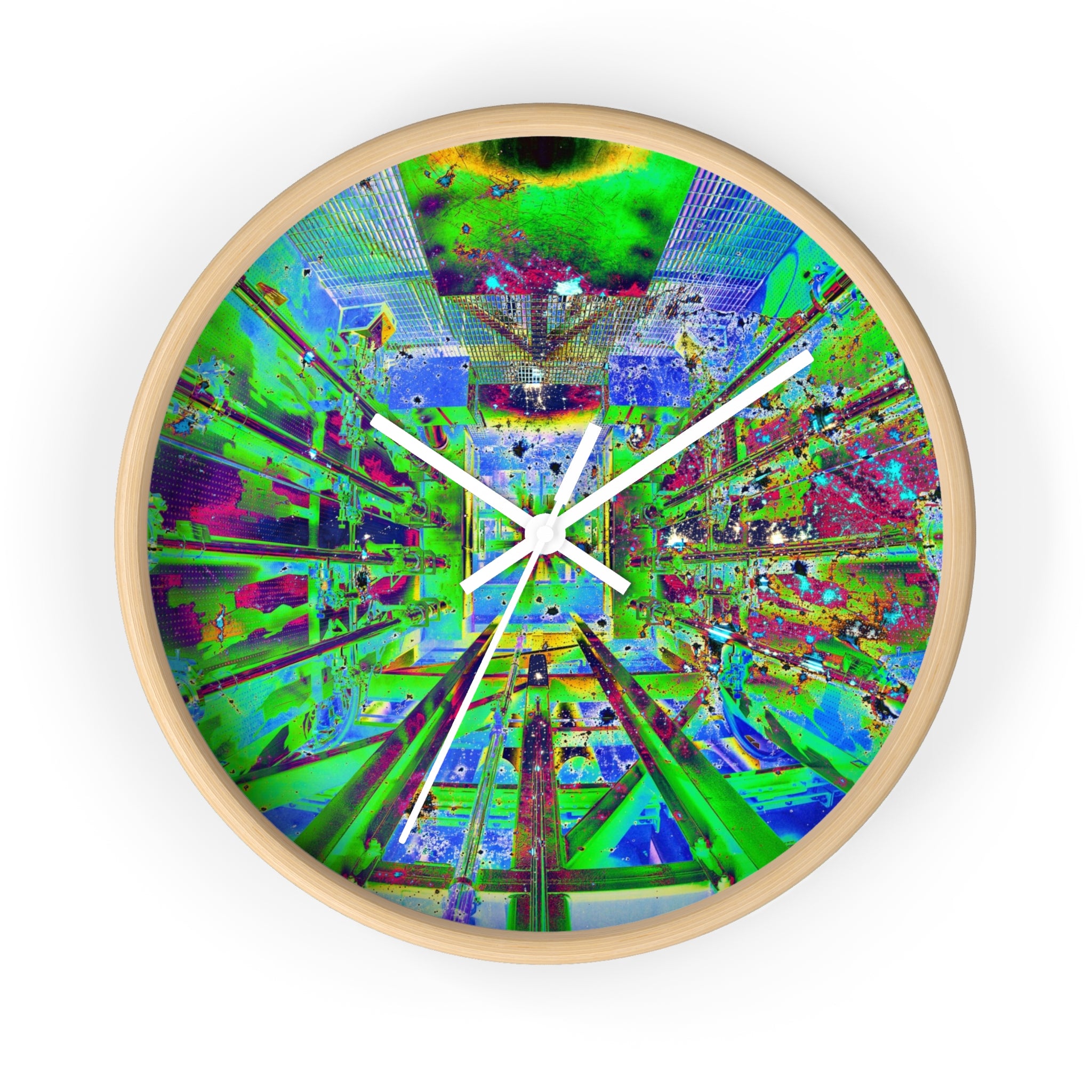 Hyperspace Room 22 Wall Clock — Abstract Retro Futurism Timepiece