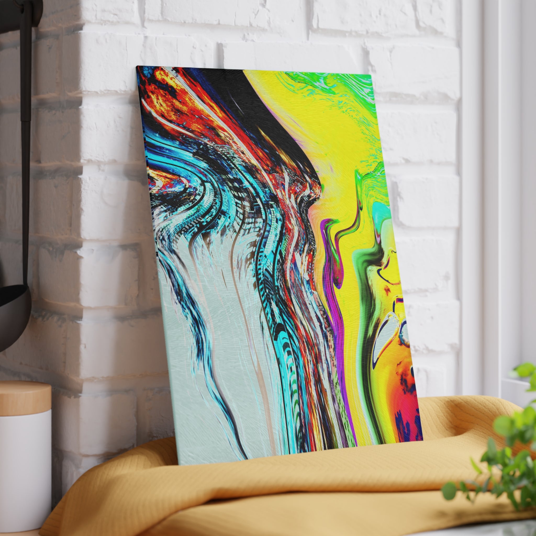 Slip And Slide Glass Cutting Board — Vibrant Marbleized Kitchen Prep Surface